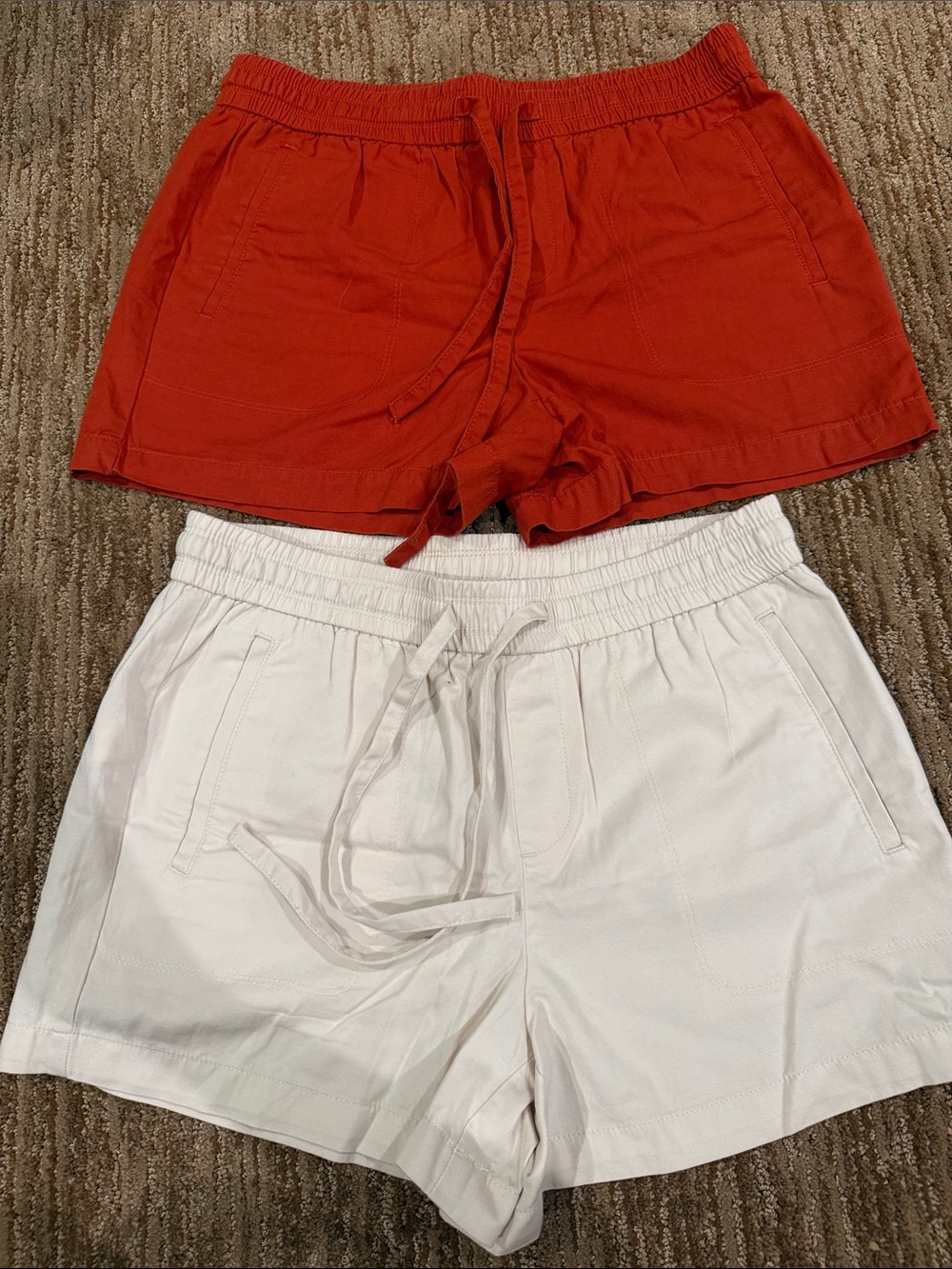 LOFT Drawstring Athletic Shorts in Red and White